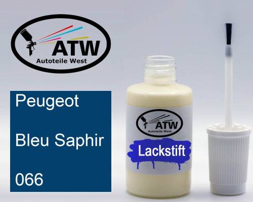 Peugeot, Bleu Saphir, 066: 20ml Lackstift, von ATW Autoteile West.